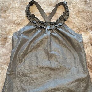J. Crew Metallic Silver/Gray Halter Blouse